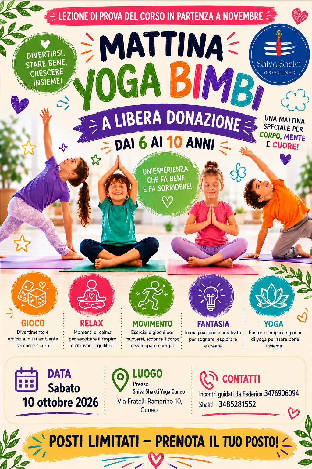 YOGA BIMBI, una mattinata di yoga, giochi e fantasia – sabato 10 Ottobre