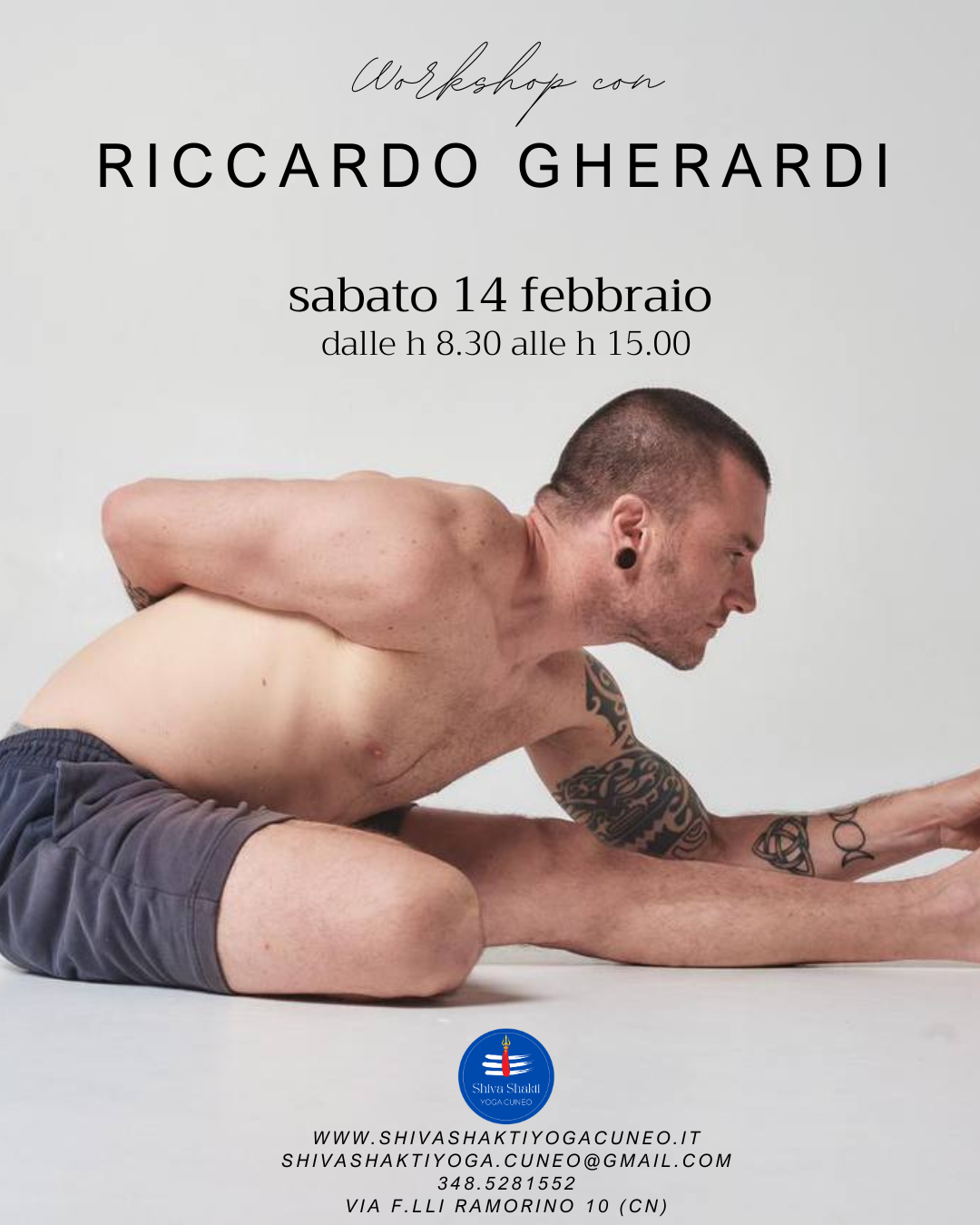 WORKSHOP YOGA CON RICCARDO GHERARDI              Sabato 14 Febbraio